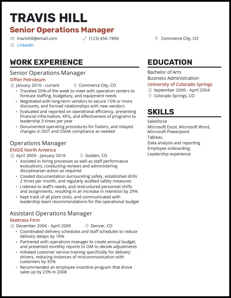 sample resume objective for managerial position